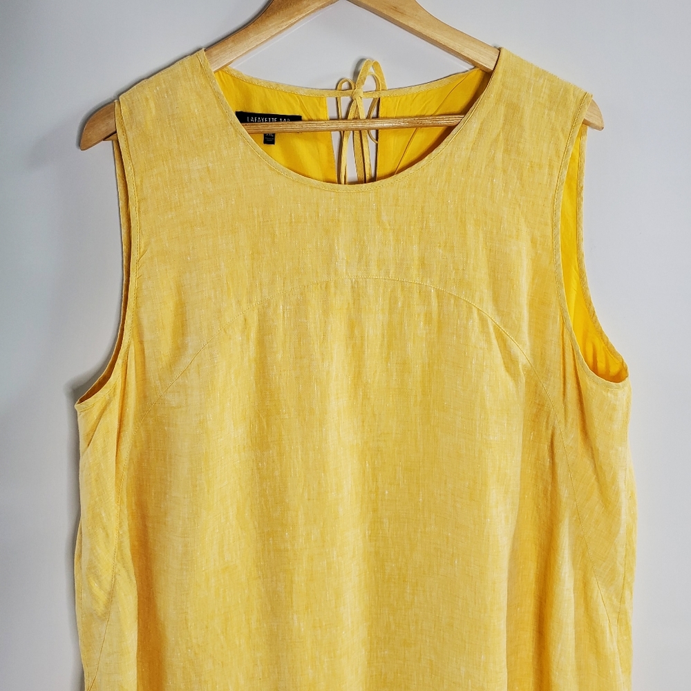 Lafayette 148 New York Sleeveless Yellow Linen-Blend Maxi Dress